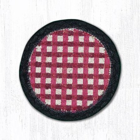 5"X5" Red Gingham Round Individual Coaster