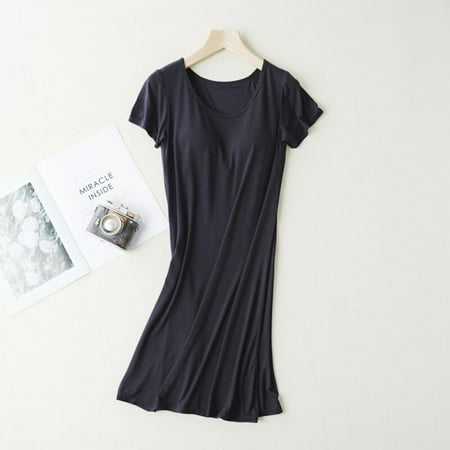 Winter Clearance EleaEleanor Women Short Sleeve Nightdress Summer Pajamas Ladies Nightdress With Chest Pad
Winter Clearance EleaEleanor Women Short Sleeve Nightdress Summer Pajamas Ladies Nightdress With Chest Pad