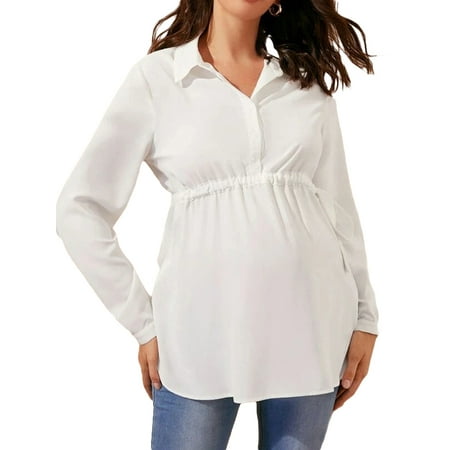 Maternity Long Sleeve Chiffon Shirt Solid Color Casual V-neck Basic Pregnancy Clothes Tops for Women
Maternity Long Sleeve Chiffon Shirt Solid Color Casual V-neck Basic Pregnancy Clothes Tops for Women