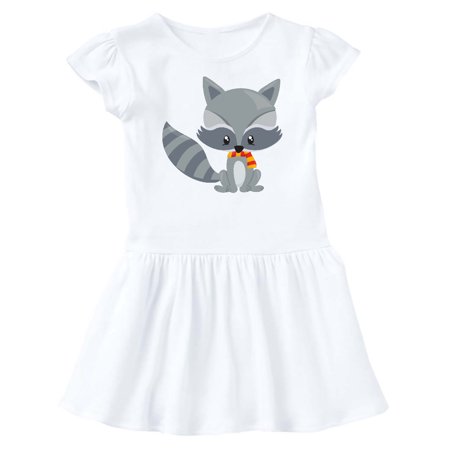 Inktastic Cute Raccoon Wearing A Striped Scarf Gray Raccoon Gift Baby Girl Dress
