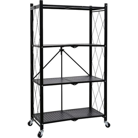 Miniyam 4-Tier Foldable Metal Storage Shelving Unit with Wheels Heavy-Duty Garage Organizer Black
Miniyam 4-Tier Foldable Metal Storage Shelving Unit with Wheels Heavy-Duty Garage Organizer Black