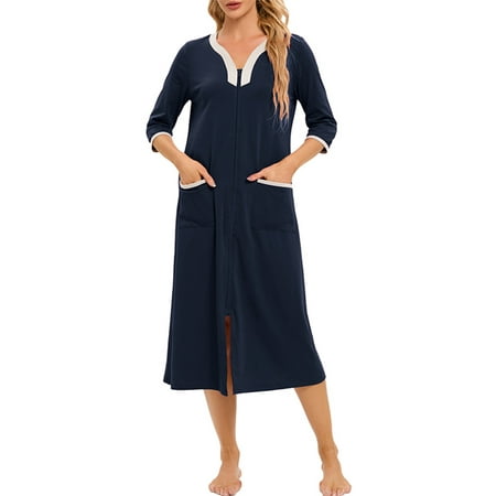 Niuer Women Robe 3/4 Sleeve Housedress V Neck Nightgown Lightweight House Coat Floral Print Sleepwear Dark Blue 2XL
Niuer Women Robe 3/4 Sleeve Housedress V Neck Nightgown Lightweight House Coat Floral Print Sleepwear Dark Blue 2XL