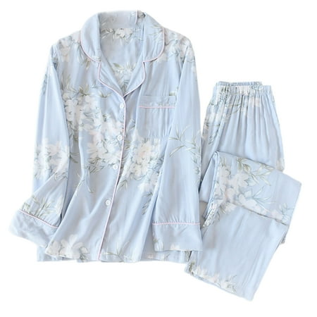 Dasbsug Women Autumn 2 Piece Cotton Pajamas Set Long Sleeve Lapel Button Down Tops Loose Pants Vintage Floral Printed Sleepwear Home Loungewear
Dasbsug Women Autumn 2 Piece Cotton Pajamas Set Long Sleeve Lapel Button Down Tops Loose Pants Vintage Floral Printed Sleepwear Home Loungewear