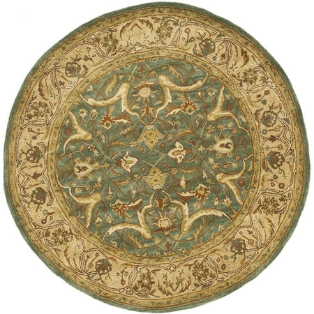 Safavieh Heritage Collection HG915A Handcrafted Traditional Oriental Blue and Beige Wool Round Area Rug (3'6" Diameter)