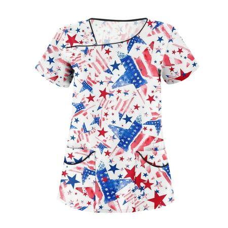 XHJUN Scrub Tops Women Stretchy Workwear Comfortable Easy Fit Lightweight Durable Soft Stretch American Flag Printed V-Neck Scrub Top White XXXXXL
XHJUN Scrub Tops Women Stretchy Workwear Comfortable Easy Fit Lightweight Durable Soft Stretch American Flag Printed V-Neck Scrub Top White XXXXXL