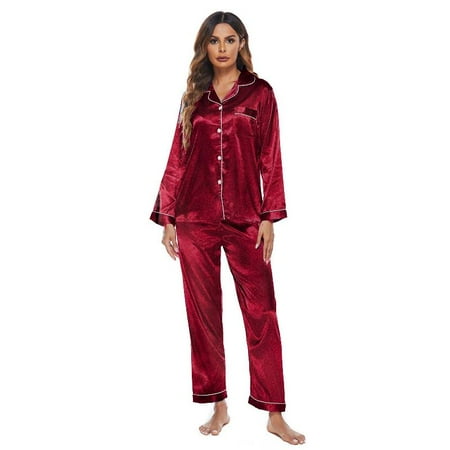 Silk Satin Womens Pajama Sets Button Down Sleepwear Loungewear M~2XL
Silk Satin Womens Pajama Sets Button Down Sleepwear Loungewear M~2XL