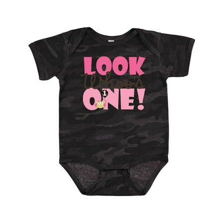 Inktastic Look Who Is One Owl Gift Baby Girl Bodysuit