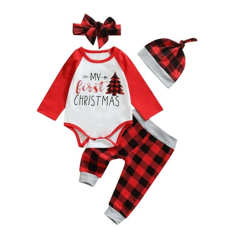 Sunisery Christmas Baby Girls Boys Clothing Sets Letter Printing Romper Plaid Pants Cap Headwear Xmas Outfit Red 12-18 Months
Sunisery Christmas Baby Girls Boys Clothing Sets Letter Printing Romper Plaid Pants Cap Headwear Xmas Outfit Red 12-18 Months