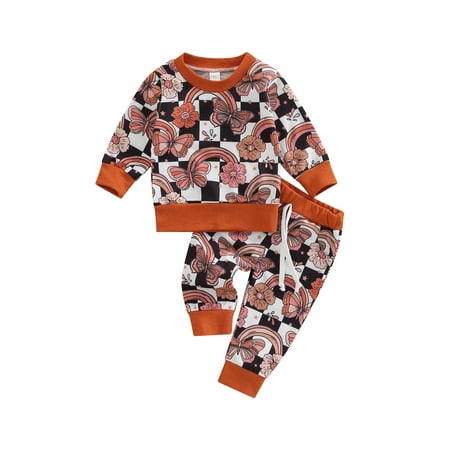 Frobukio 2Pcs Toddler Baby Girls Clothes Outfits Round Neck Long Sleeve Rainbow Checkerboard Printed Tops + Elastic Pants Orange 18-24 Months
Frobukio 2Pcs Toddler Baby Girls Clothes Outfits Round Neck Long Sleeve Rainbow Checkerboard Printed Tops + Elastic Pants Orange 18-24 Months