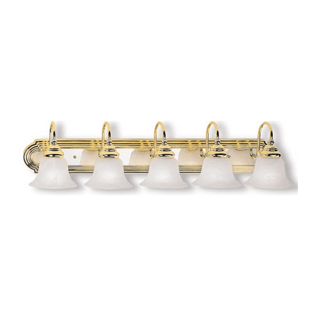 Bathroom Vanity 5 Light With White Alabaster Glass Polished Brass & Chrome size 36 in 500 Watts - World of Crystal
Bathroom Vanity 5 Light With White Alabaster Glass Polished Brass & Chrome size 36 in 500 Watts - World of Crystal