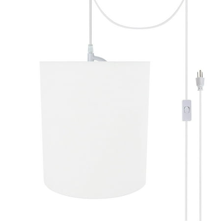Aspen Creative 71281-21 One-Light Plug-In Swag Pendant Light Conversion Kit with Transitional Drum Fabric Lamp Shade White 8 width
Aspen Creative 71281-21 One-Light Plug-In Swag Pendant Light Conversion Kit with Transitional Drum Fabric Lamp Shade White 8 width
