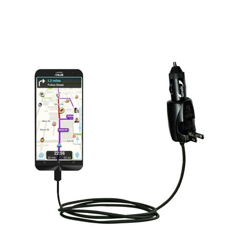 Intelligent Dual Purpose DC Vehicle and AC Home Wall Charger suitable for the Asus ZenFone Zoom - Two critical functions, one unique charger - Uses Go