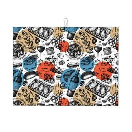 Dish Drying Mats for Kitchen Counter - French Food 18x24in Dish Drying Pad Coffee Mat with Hanging Loop Super Absorbent Kitchen Counter Mat Coffee Bar Accessories
Dish Drying Mats for Kitchen Counter - French Food 18x24in Dish Drying Pad Coffee Mat with Hanging Loop Super Absorbent Kitchen Counter Mat Coffee Bar Accessories