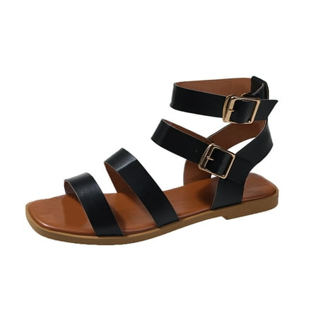 Youmylove Women Fashion Retro Solid Color Leather Open Toe Buckle Flat Sandals Summer Comfy Beach Outdoor Walking Footwear
Youmylove Women Fashion Retro Solid Color Leather Open Toe Buckle Flat Sandals Summer Comfy Beach Outdoor Walking Footwear
