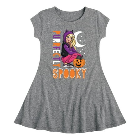 Barbie - Barbie Purrfectly Spooky - Toddler And Youth Girls Fit And Flare Dress