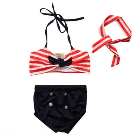 AmShibel Baby Girls 3PCS Bikini Set Striped Halter Front Bow Crop Bra Tops+High Waist Solid Color Buttons Panty+Printed Headband
AmShibel Baby Girls 3PCS Bikini Set Striped Halter Front Bow Crop Bra Tops+High Waist Solid Color Buttons Panty+Printed Headband