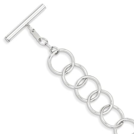 Sterling Silver Rhodium Plated 7.5in Circle Fancy Link Bracelet Sterling Silver Rhodium Plated 7.5in Circle Fancy Link Bracelet