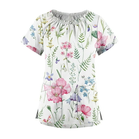 Yubatuo Women Plus Size Scrubs Top with Pockets V-Neck Short Sleeve Dandelion Print Work Blouse for Women Pink M
Yubatuo Women Plus Size Scrubs Top with Pockets V-Neck Short Sleeve Dandelion Print Work Blouse for Women Pink M