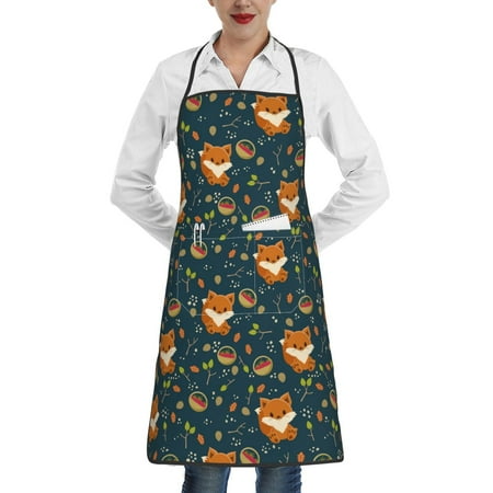 Matuu Cute plant fox for Adjustable Cooking Aprons for Women with Pockets Kitchen Aprons for Men Water and Oil Resistant 
Matuu Cute plant fox for Adjustable Cooking Aprons for Women with Pockets Kitchen Aprons for Men Water and Oil Resistant