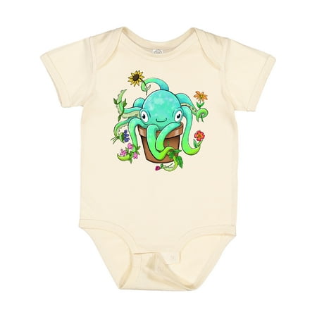 Inktastic Octopus As Potted Plant Gift Baby Boy or Baby Girl Bodysuit