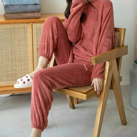 Women s Solid Color Sweatshirt Set Soft & Warm Coral Fleece Pajamas Elastic Hem & Waist Long Sleeves Winter Home Suit New
Women s Solid Color Sweatshirt Set Soft & Warm Coral Fleece Pajamas Elastic Hem & Waist Long Sleeves Winter Home Suit New