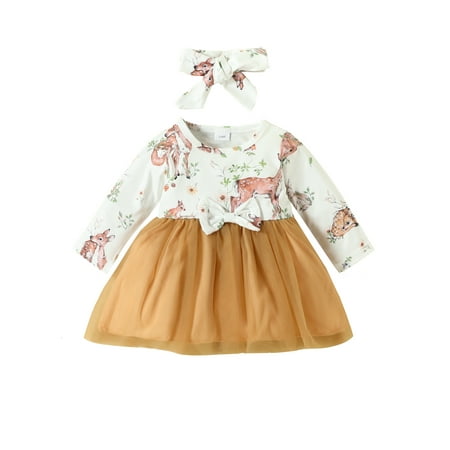 Infant Baby Girl Fall Clothes Long Sleeve Deer Print Tulle Dress Bowknot Mesh Princess Dresses with Headband Party Cake Smash Outfits
Infant Baby Girl Fall Clothes Long Sleeve Deer Print Tulle Dress Bowknot Mesh Princess Dresses with Headband Party Cake Smash Outfits