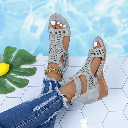 Qepwscx Women s Summer New Sandals High Heel Wedge Buckle Sandals