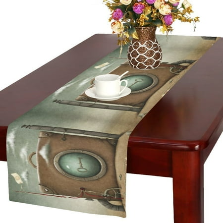MYPOP Conceptual Lone Suitcase In Desert Cotton Linen Table Runner 14x72 Inches