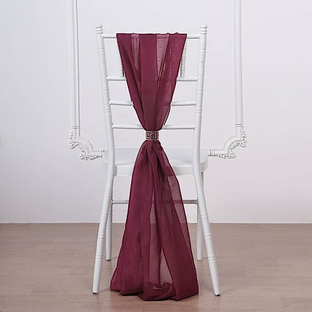 BalsaCircle 50 Burgundy Extra Premium Chiffon Chair Sashes Bows Ties Ceremony