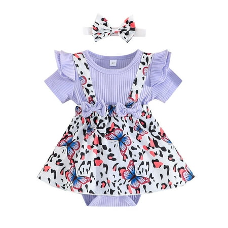 Toddler Baby Girls Climbing Clothes Short Sleeve Butterfly Leopard Prints Ribbed Romper Bodysuits Dress Headbands Set For 12-18 Months
Toddler Baby Girls Climbing Clothes Short Sleeve Butterfly Leopard Prints Ribbed Romper Bodysuits Dress Headbands Set For 12-18 Months