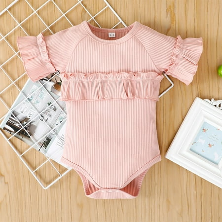 TOTO Newborn Infant Baby Girl Ruffle Ribbed Solid Romper Tops Summer Outfits
TOTO Newborn Infant Baby Girl Ruffle Ribbed Solid Romper Tops Summer Outfits