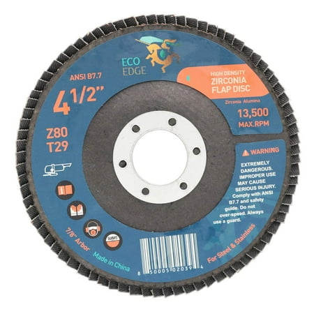 Eco Edge 4.5-Inch High Density Premium Zirconia 80 Grit Flap Disc: 10 Pack | 4-1/2 x7/8 Sanding Discs for Angle Grinder (80 Grit Bevel Type 29)
Eco Edge 4.5-Inch High Density Premium Zirconia 80 Grit Flap Disc: 10 Pack | 4-1/2 x7/8 Sanding Discs for Angle Grinder (80 Grit Bevel Type 29)