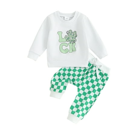 Qtinghua Infant Toddler Baby Boys St. Patrick s Day Outfits Shamrock Letter Print Long Sleeve Sweatshirt and Checkerboard Pants Clothes Green 2-3 Years
Qtinghua Infant Toddler Baby Boys St. Patrick s Day Outfits Shamrock Letter Print Long Sleeve Sweatshirt and Checkerboard Pants Clothes Green 2-3 Years
