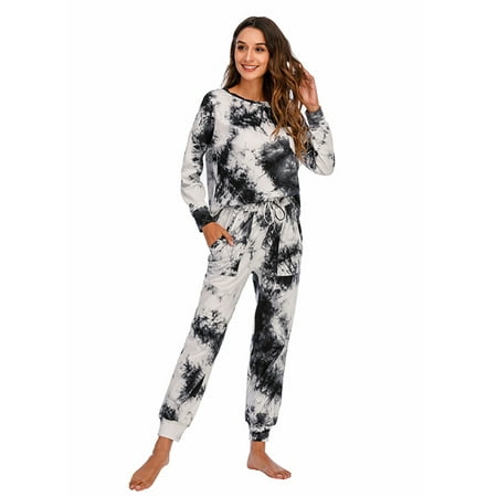 Women s Super Soft Tie Dye Pajamas Set Long-sleeved Round Neck Sleepshirts Pockets with Drawstring Tight Ankle Pajamas Long Pants Two-piece Casual Sweatshirt Set Comfy Joggers Lounge Set S-2XL Black
Women s Super Soft Tie Dye Pajamas Set Long-sleeved Round Neck Sleepshirts Pockets with Drawstring Tight Ankle Pajamas Long Pants Two-piece Casual Sweatshirt Set Comfy Joggers Lounge Set S-2XL Black