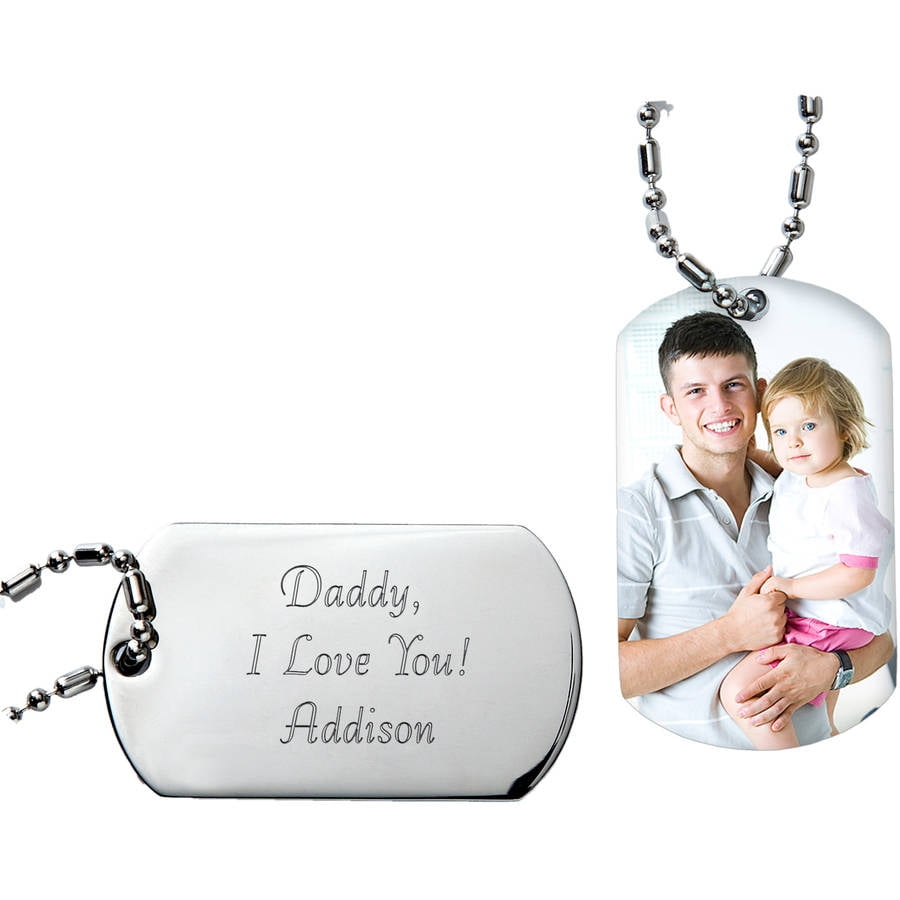 Personalized Stainless Steel Medical ID Dog Tag Pendant, 19.5