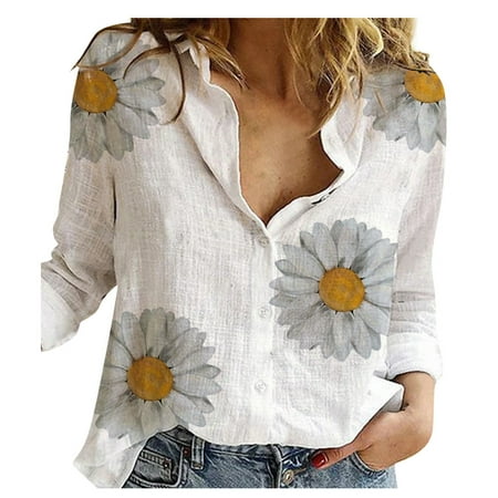 Ichuanyi Womens Fall Tops Clearance Womens Loose Daisy Printing Long Shirt Cotton Ladies Casual Tops T-Shirt Blouse
Ichuanyi Womens Fall Tops Clearance Womens Loose Daisy Printing Long Shirt Cotton Ladies Casual Tops T-Shirt Blouse