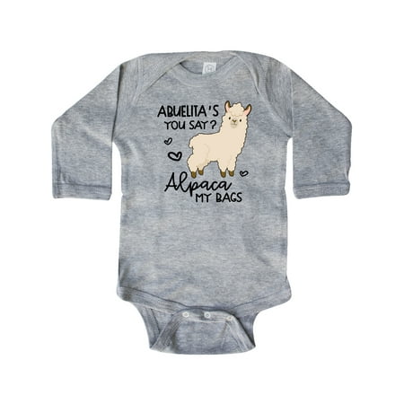 Inktastic Abuelita s You Say Alpaca My Bags Gift Baby Boy or Baby Girl Long Sleeve Bodysuit
Inktastic Abuelita s You Say Alpaca My Bags Gift Baby Boy or Baby Girl Long Sleeve Bodysuit