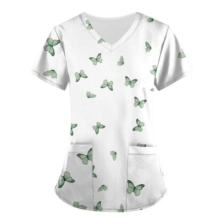BIZIZA Uniforms & Scrubs Elegant Short Sleeve with Two Pocket Scrub tops V Neck Plus Size Printed Casual Summer Tops for Women Green L
BIZIZA Uniforms & Scrubs Elegant Short Sleeve with Two Pocket Scrub tops V Neck Plus Size Printed Casual Summer Tops for Women Green L
