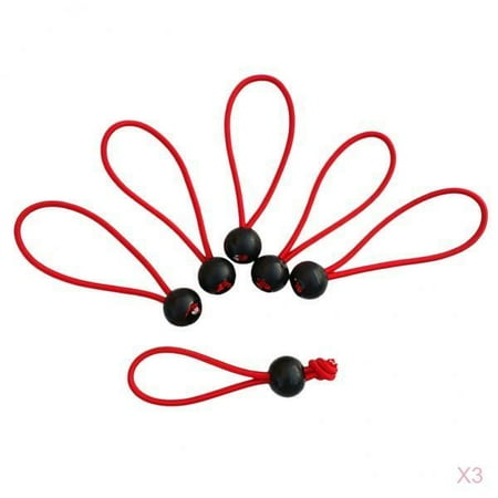 18 Pcs Heavy Duty Bungee Ball Cord Tarp Tent Rope 4/6 Red