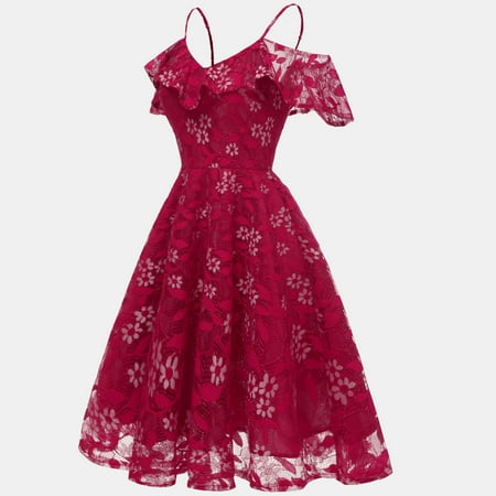 jsaierl Women’s Lace Off The Shoulder Spaghetti Strap Floral A-Line Party Dress High Waist Ruffle Cocktail Vintage Dress
jsaierl Women’s Lace Off The Shoulder Spaghetti Strap Floral A-Line Party Dress High Waist Ruffle Cocktail Vintage Dress