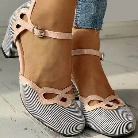 WQJNWEQ Shoes Women Striped Beach Thick Round toe High Heel Buckle Hollow Shoes Fall Sale
WQJNWEQ Shoes Women Striped Beach Thick Round toe High Heel Buckle Hollow Shoes Fall Sale