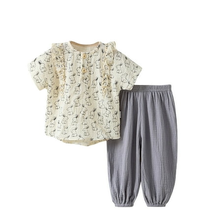 Fesfesfes Baby Girls Outfit Toddler Summer Loungwear Thin Short Sleeve Tops Two piece Pajamas Sets
Fesfesfes Baby Girls Outfit Toddler Summer Loungwear Thin Short Sleeve Tops Two piece Pajamas Sets
