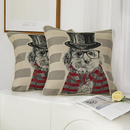 Decorative Linen Throw Pillow Covers 16x16 inch Pack of 2 with Embroidered Hat Dog Patterns - Modern Farmhouse Pillowcase with Rustic Woven Textured Cushion Cover for Sofa Couch Bed
Decorative Linen Throw Pillow Covers 16x16 inch Pack of 2 with Embroidered Hat Dog Patterns - Modern Farmhouse Pillowcase with Rustic Woven Textured Cushion Cover for Sofa Couch Bed