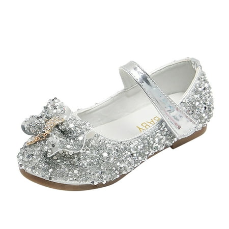 

Toddler Girl Shoes Toddler Kids Shoes Bow Girls Non-Slip Sandals Princess Shoes ( Silver 29 )