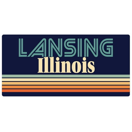 Lansing Illinois 5 x 2.5-Inch Fridge Magnet Retro Design