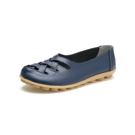 

Woobling Women Casual Shoes Comfort Loafers Classic Flats Ladies Boat Shoe Breathable Slip On Driving Dark Blue 8.5