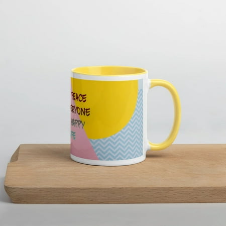 GloWell Designs - Mug with Color Inside - Motivational Quote - Live At Peace