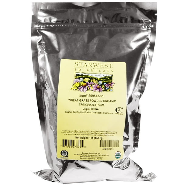Starwest Botanicals Organic Wheat Grass Powder, 1 lb (453.6 g)