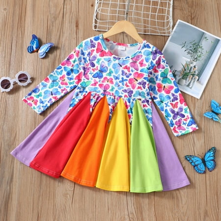 Binmer Toddler Kids Girls Cute Butterfly Print Long Sleeve Rainbow Colors Cotton Ruffle Princess Dress
Binmer Toddler Kids Girls Cute Butterfly Print Long Sleeve Rainbow Colors Cotton Ruffle Princess Dress