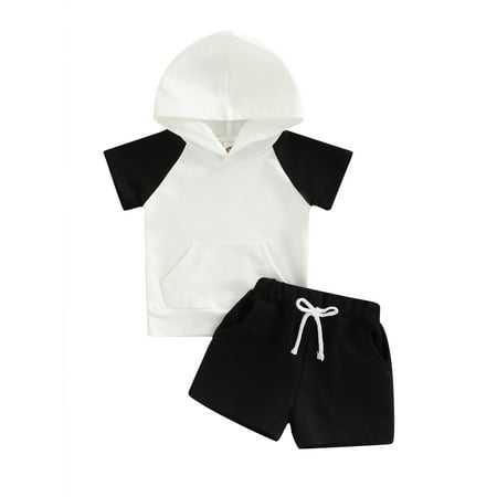 Eyicmarn Baby Boys 2PCS Pants Set Short Sleeve Color Block Hooded Tees + White Drawstring Short Pants Toddler Boys Summer Casual Outfit
Eyicmarn Baby Boys 2PCS Pants Set Short Sleeve Color Block Hooded Tees + White Drawstring Short Pants Toddler Boys Summer Casual Outfit